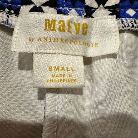 Maeve Anthropologie Pull On Bootcut Pants Geometric Womens Size Small Blue Motif - Picture 6 of 10